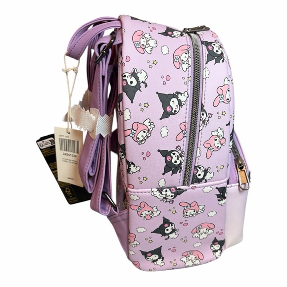 Sanrio Loungefly My Melody & Kuromi Angel & Devil Purple Mini Backpack - Picture 2 of 6